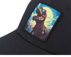 Kids T-rex With Sun Glasses Patch Black Trucker - Kiddo Cap