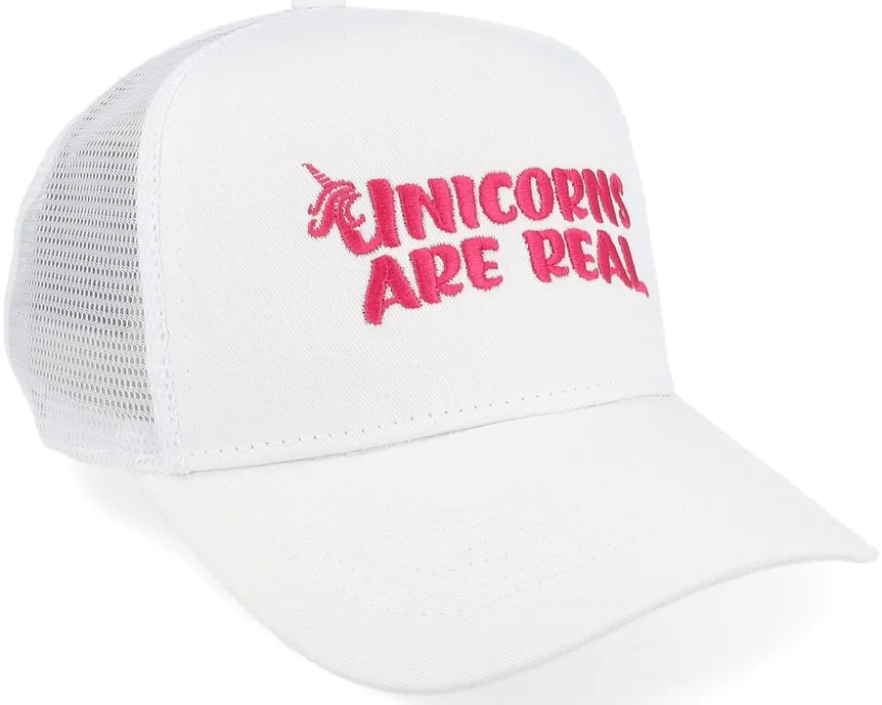 Kids Unicorns Are Real White/White A-Frame Trucker - Unicorns