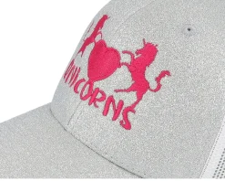 Kids Unicorns Heart Silver Glitter/White Trucker - Unicorns