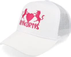 Kids Unicorns Heart White/White A-Frame Trucker - Unicorns