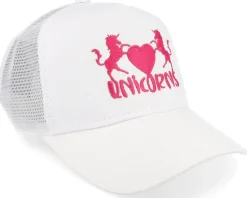 Kids Unicorns Heart White/White A-Frame Trucker - Unicorns