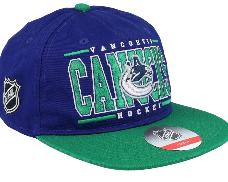 Kids Vancouver Canucks Logo Flatbrim Cap Blue/Green Snapback - Outerstuff