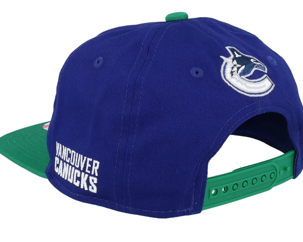 Kids Vancouver Canucks Logo Flatbrim Cap Blue/Green Snapback - Outerstuff