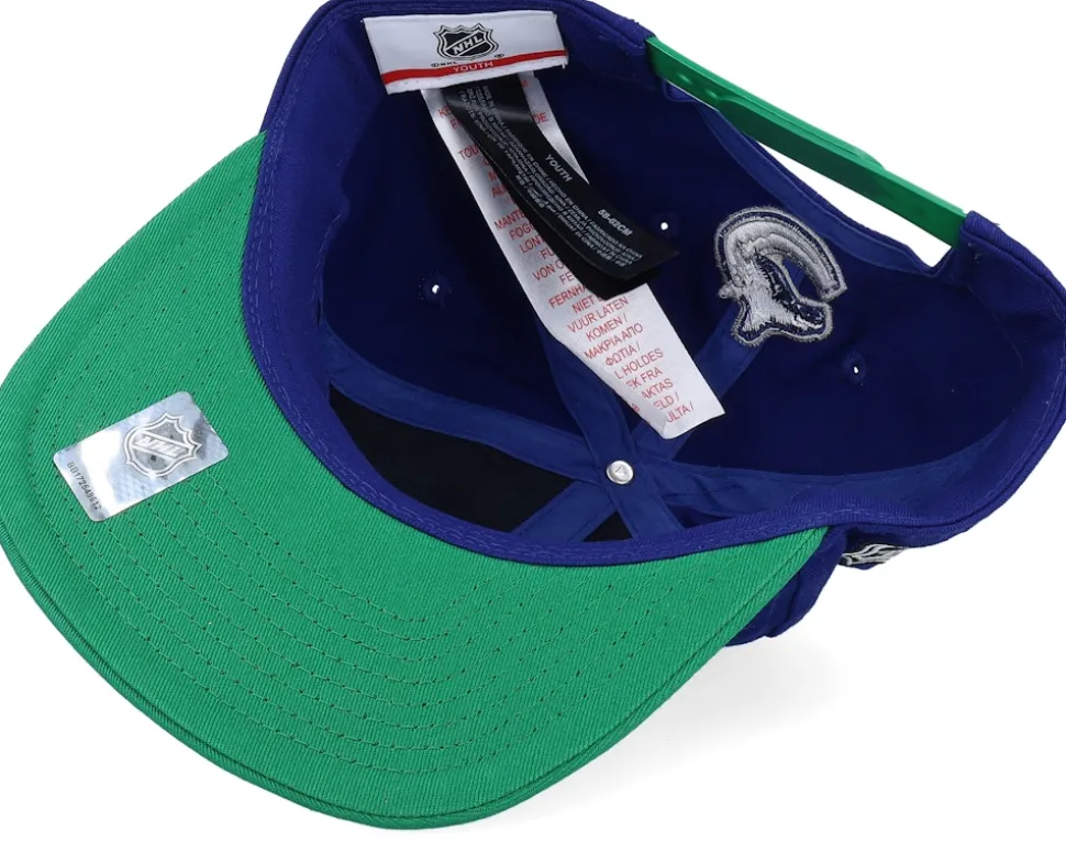 Kids Vancouver Canucks Logo Flatbrim Cap Blue/Green Snapback - Outerstuff