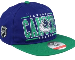 Kids Vancouver Canucks Logo Flatbrim Cap Blue/Green Snapback - Outerstuff