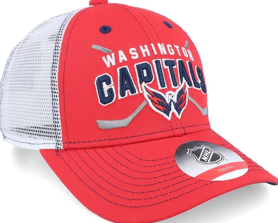 Kids Washington Capitals Lockup Meshback Red/White Trucker - Outerstuff