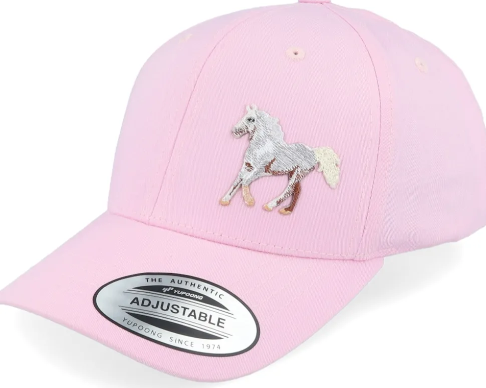 Kids White Horse Side Pink Adjustable - Kiddo Cap