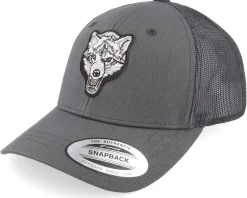 Kids White Wolf Dark Grey Trucker - Kiddo Cap