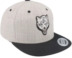Kids White Wolf Heather Grey/Black Snapback - Kiddo Cap
