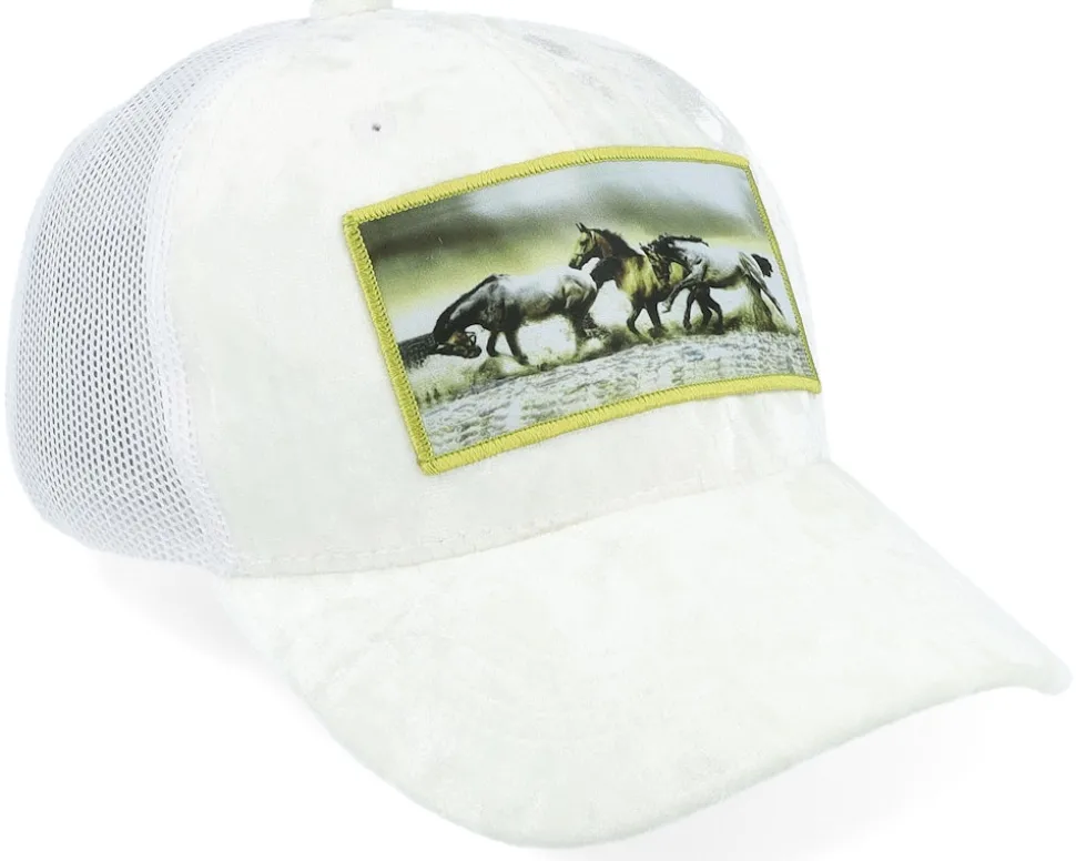 Kids Wild Horses Velvet White Trucker - Calza Pennello