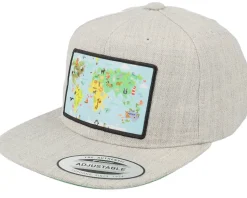 Kids World Map Grey Snapback - Kiddo Cap