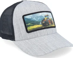 Kids Yellow Tractor Heather Grey/Black Trucker - Kiddo Cap