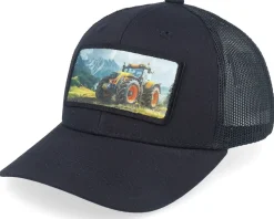 Kids Yellow Tractor Patch Black Trucker - Kiddo Cap