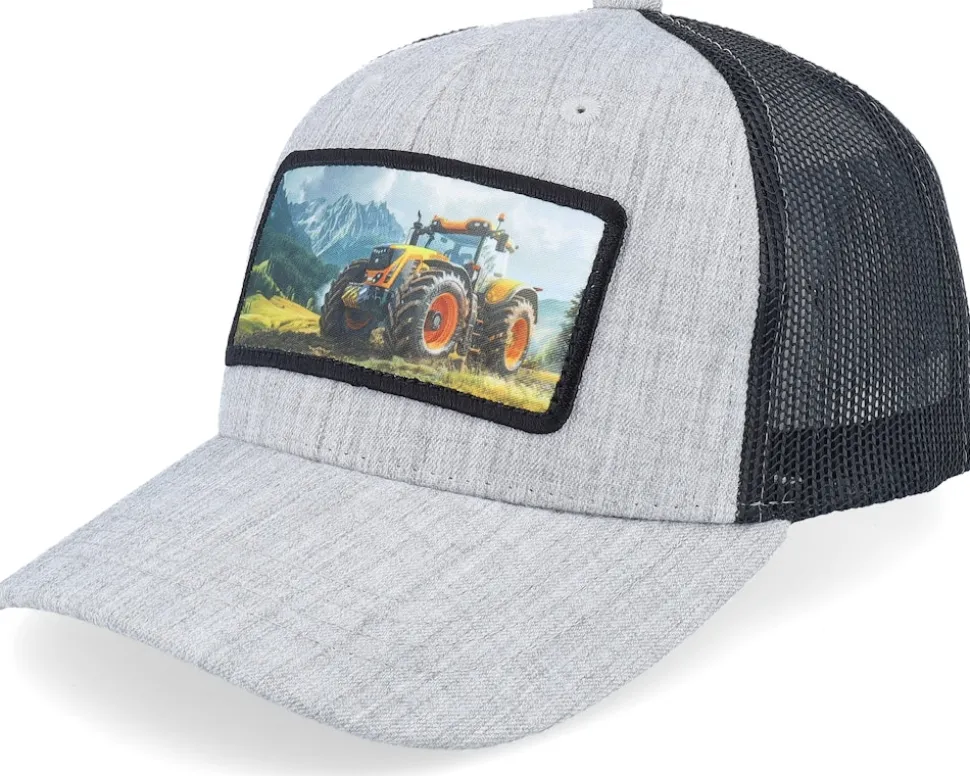 Kids Yellow Tractor Patch Black Trucker - Kiddo Cap