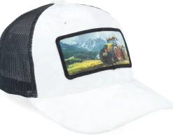 Kids Yellow Tractor Velvet White/Black Trucker - Calza Pennello
