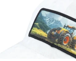 Kids Yellow Tractor Velvet White/Black Trucker - Calza Pennello