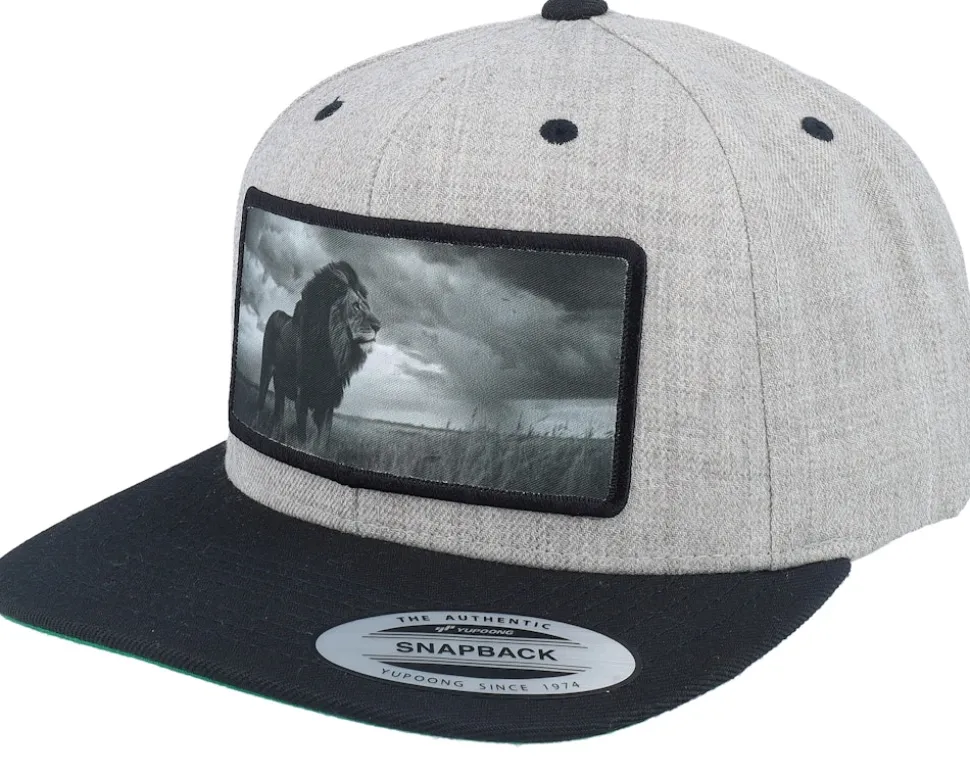 King Of Lion Big Patch Heather Grey/Black Snapback - Calza Pennello