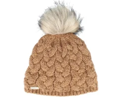 Knit In Cable Pattern Nutmeg Brown Pom - Seeberger