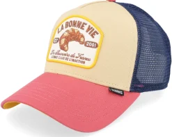 La Bonne Vie #2 Khaki/Red/Navy A-Frame Trucker - Djinns