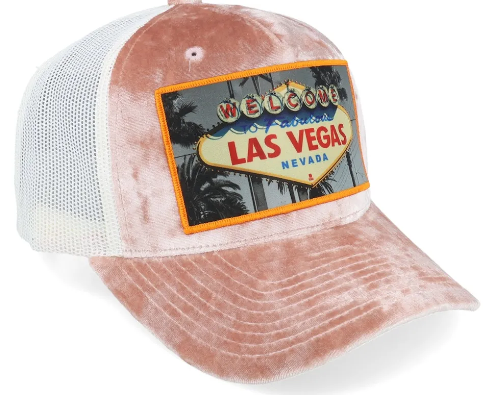 Las Vegas Sign Velvet Peach/Ivory A-frame Trucker - Calza Pennello