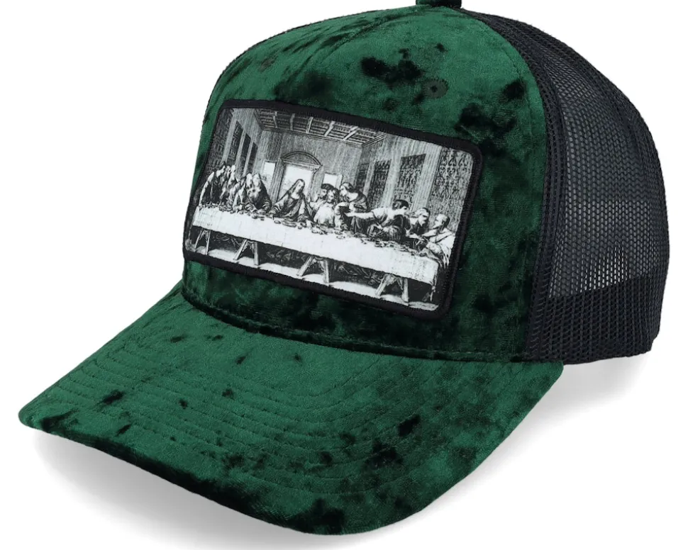 Last Supper Green/Black Velvet Trucker - Public Domain