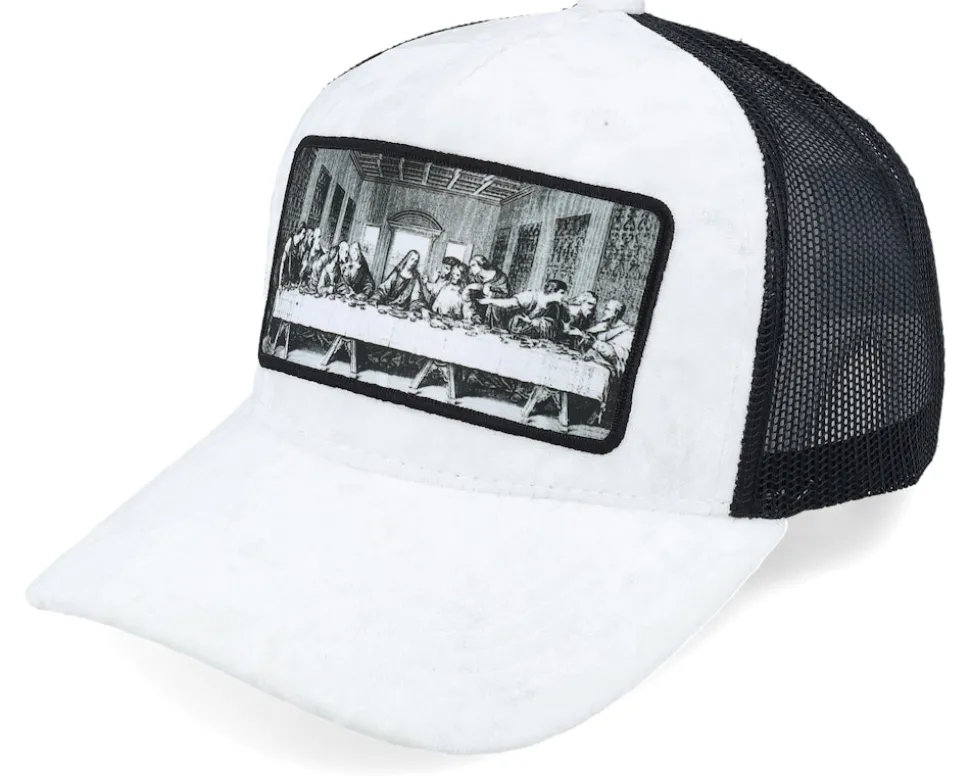 Last Supper White/Black Velvet Trucker - Public Domain