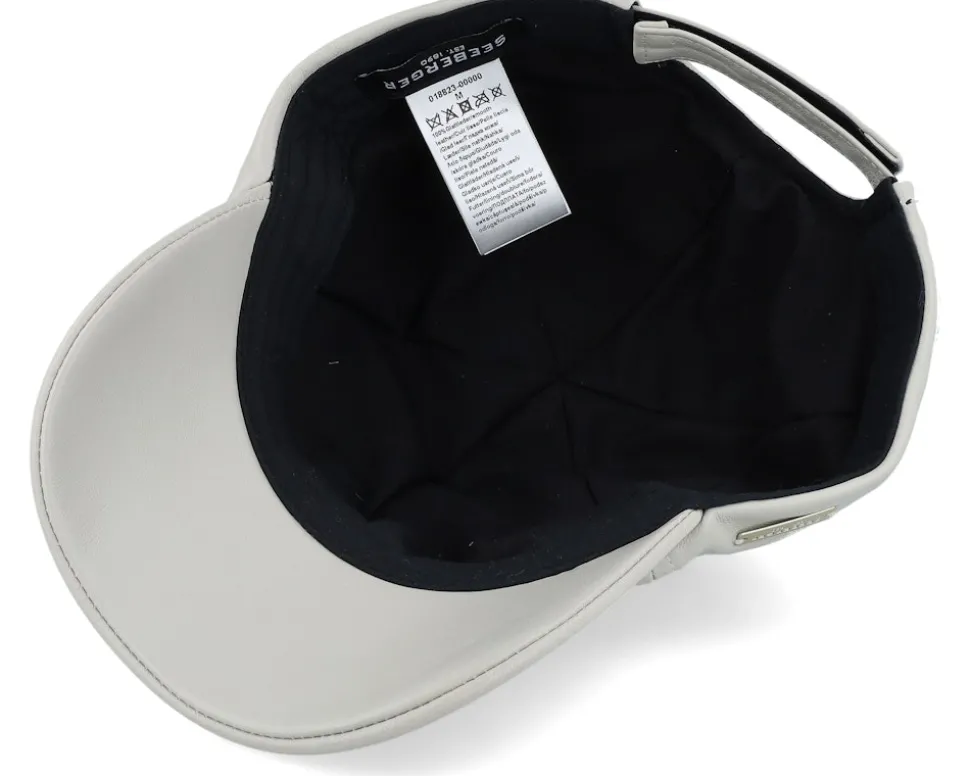 Leather Baseballcap White Adjustable - Seeberger