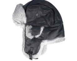 Leather Nl-fl/Rabbit Black/Greymel. Trapper - MJM Hats