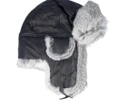 Leather Nl-fl/Rabbit Black/Greymel. Trapper - MJM Hats