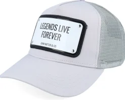 Legends Live Forever Aluminium Grey A-Frame Trucker - John Hatter & Co