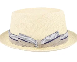 Leonardo Panama Blue/Beige Band Straw Hat - MJM Hats