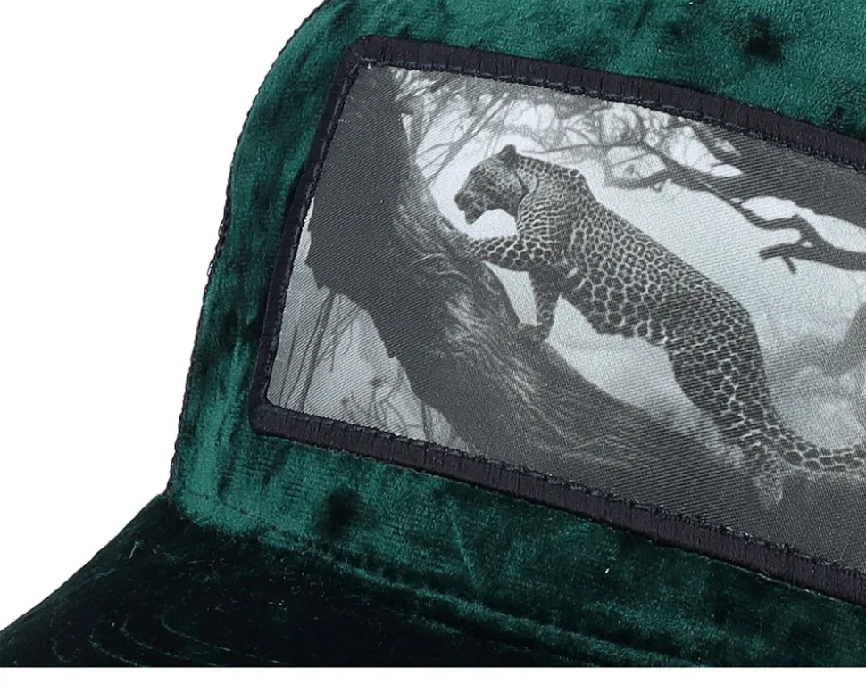 Leopard Big Patch Velvet Green/Black Trucker - Calza Pennello