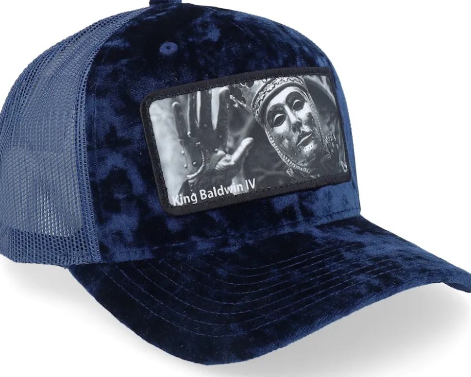 Leper King Baldwin Iv Velvet Navy A-Frame Trucker - Calza Pennello