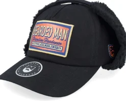 Logo Patch Red/Blue Golfer Cotton Black Earflap - Bearded Man