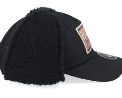 Logo Patch Red/Blue Golfer Cotton Black Earflap - Bearded Man