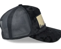 London Gold Patch Velvet Black A-Frame Trucker - Calza Pennello