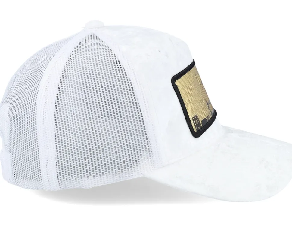 London Gold Patch Velvet White A-frame Trucker - Calza Pennello