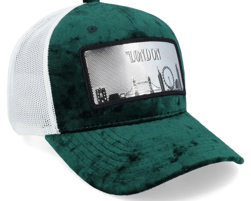 London Silver Patch Velvet Green/Ivory A-Frame Trucker - Calza Pennello
