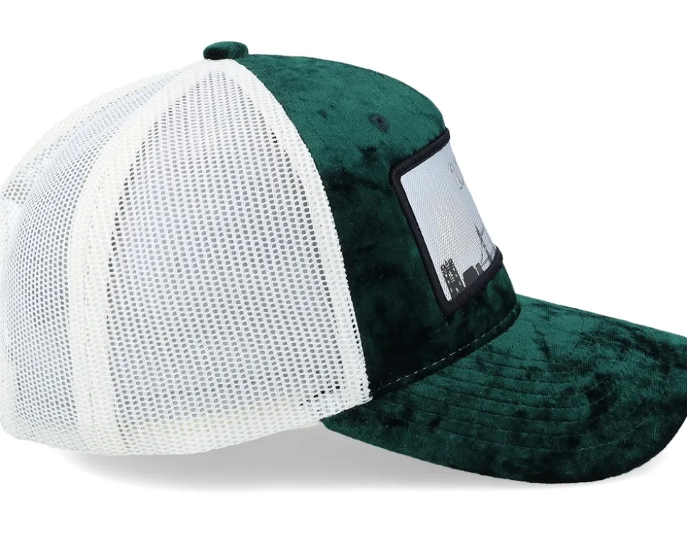London Silver Patch Velvet Green/Ivory A-Frame Trucker - Calza Pennello
