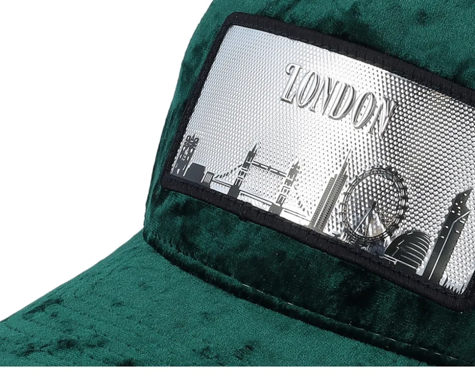 London Silver Patch Velvet Green/Ivory A-Frame Trucker - Calza Pennello
