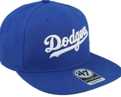 Los Angeles Dodgers No Shot Script Under Captain Royal/White Snapback - 47 Brand