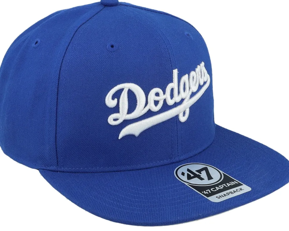 Los Angeles Dodgers No Shot Script Under Captain Royal/White Snapback - 47 Brand