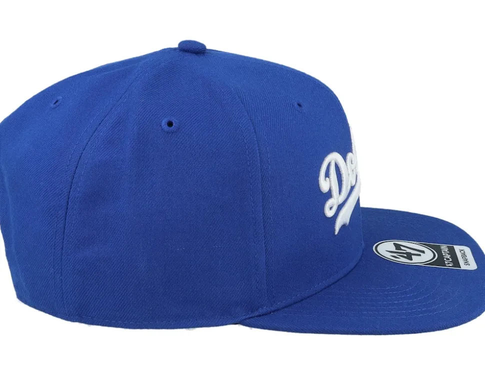 Los Angeles Dodgers No Shot Script Under Captain Royal/White Snapback - 47 Brand