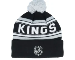 Los Angeles Kings Jacquard Pom Beanie Black Cuff - Outerstuff