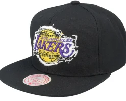 Los Angeles Lakers Embroidery Glitch Black Snapback - Mitchell & Ness