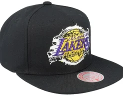 Los Angeles Lakers Embroidery Glitch Black Snapback - Mitchell & Ness