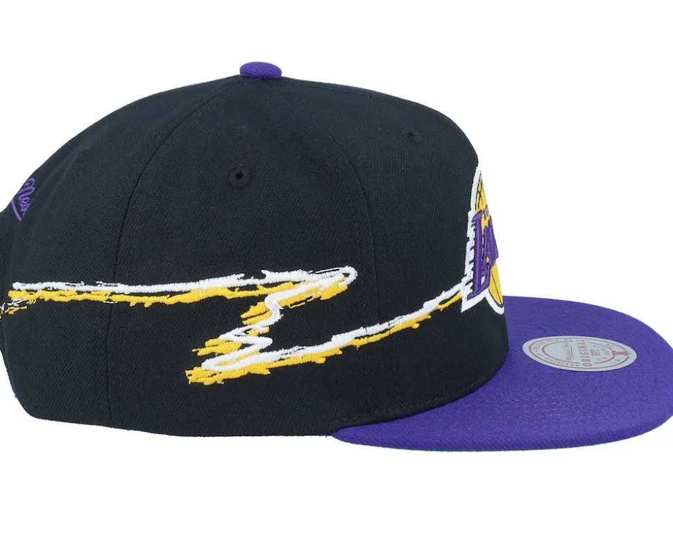 Los Angeles Lakers Life Line Black/Purple Snapback - Mitchell & Ness
