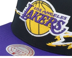 Los Angeles Lakers Life Line Black/Purple Snapback - Mitchell & Ness