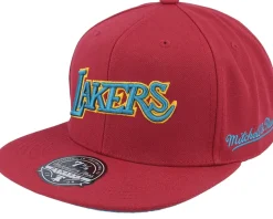 Los Angeles Lakers Northern Lights Cardinal Fitted - Mitchell & Ness