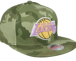 Los Angeles Lakers Tonal Camo Stretch Green Camo Fitted - Mitchell & Ness